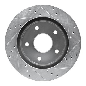 Dodge Ram 1500 Pickup Brake Rotor (1) - Front Left - R1 Concepts - Drilled & Slotted - Silver - `00-`01